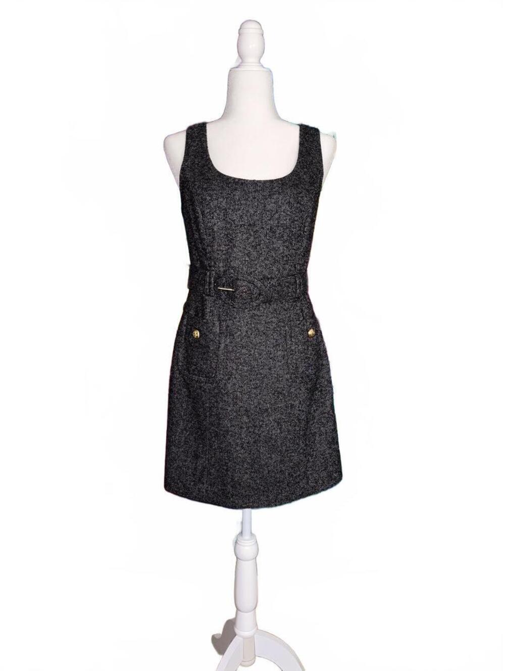 Juicy Couture black & gray tweed mini dress with belt and pockets